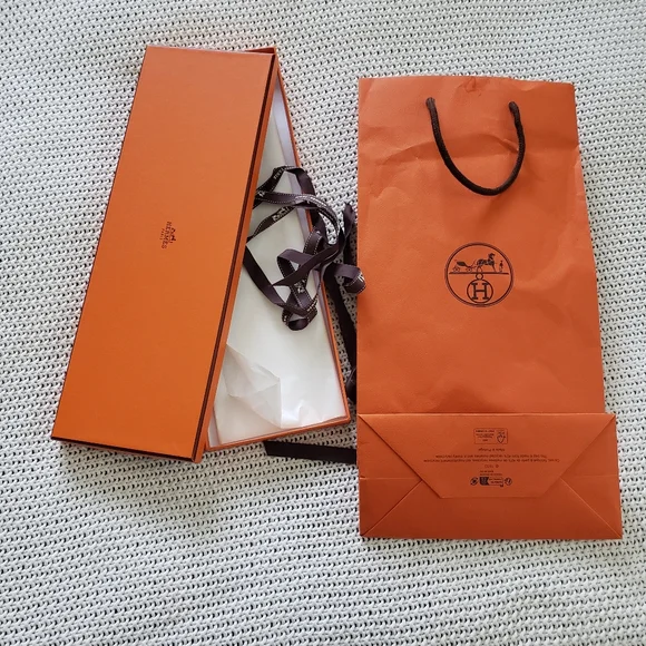 Hermes | Other | Orange Tie Gift Box And Bag Set | Poshmark display picture 2